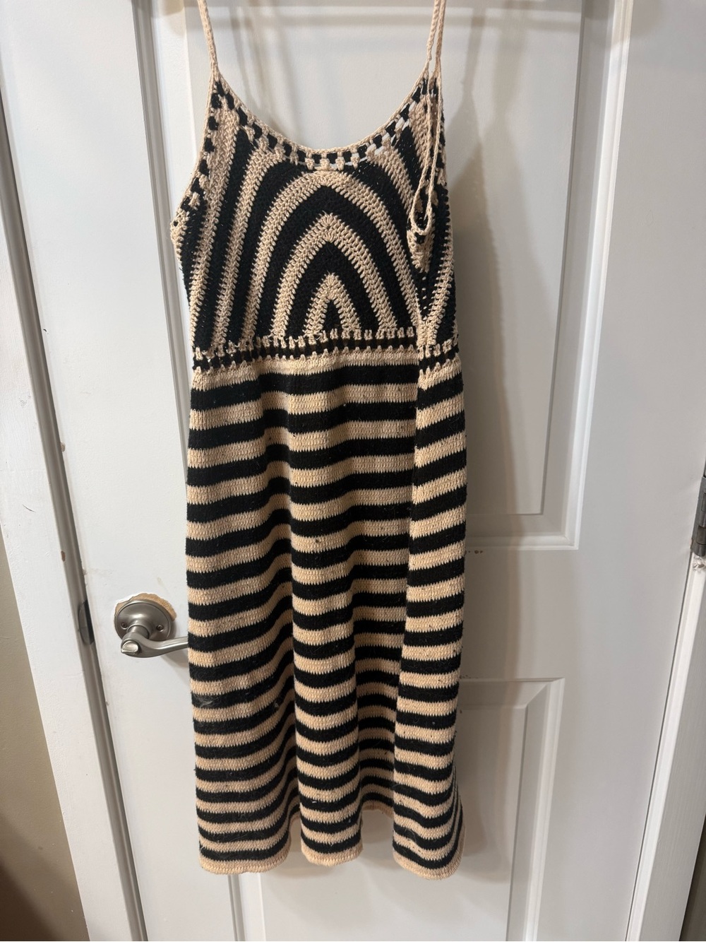 Knit Striped Mini Dress - Black & Cream